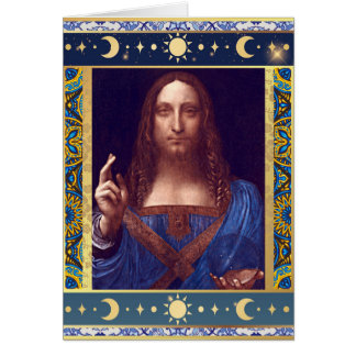 Salvator Mundi från Leonardo da Vinci-julkortet Hälsningskort