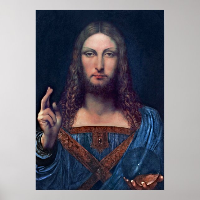 Salvator Mundi från Leonardo da Vinci Poster (Framsidan)