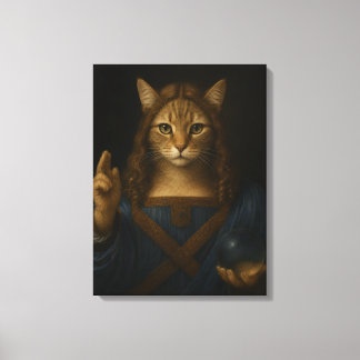 Salvator Mundi Katt Renässans Parodi Konst Canvastryck