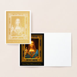 Salvator Mundi Leonardo Gold Foil-kort Folierat Kort