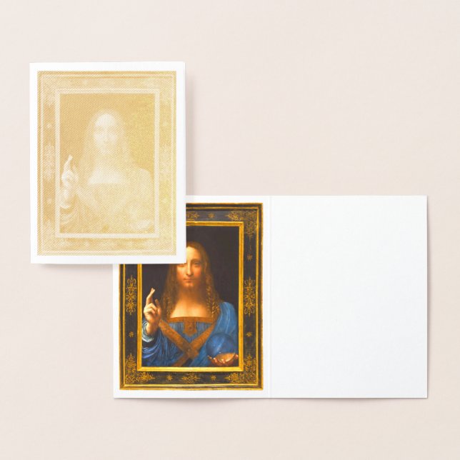 Salvator Mundi Leonardo Gold Foil-kort Folierat Kort (Display)