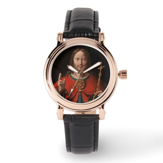 Salvator Mundi med judisk personal och Orb Armbandsur (Framsida)