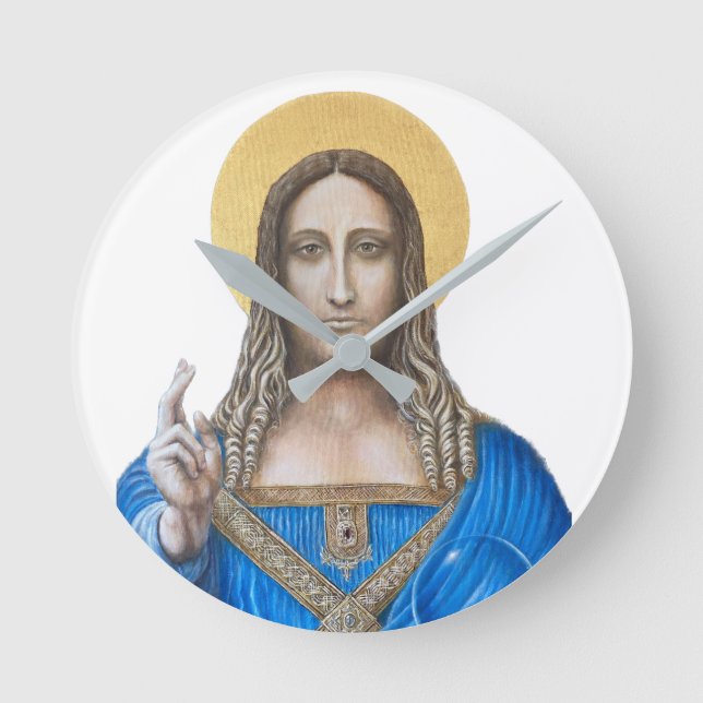 Salvator Mundi  Rund Klocka (Framsida)