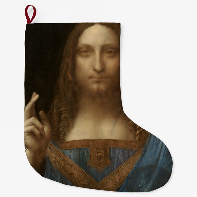 Salvator Mundi (Världsbanken) (da Vinci) Stor Julstrumpa (Framsidan)
