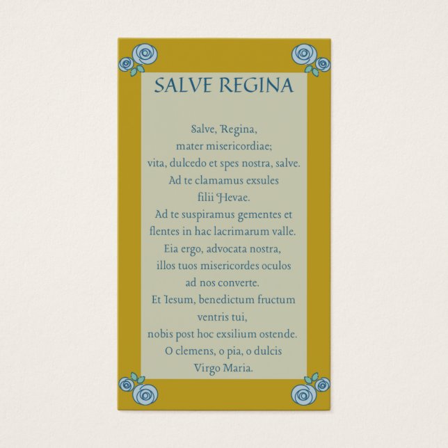 Salve Regina Latin Prayer-kort Visitkort (Framsidan)