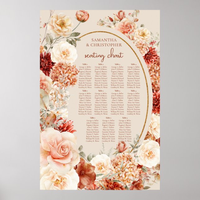  salvia av varierad blommigt från hösten som rosta poster (Framsidan)