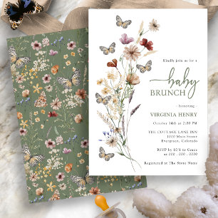 Salvia Boho Vildblomma Baby Brunch Inbjudningar