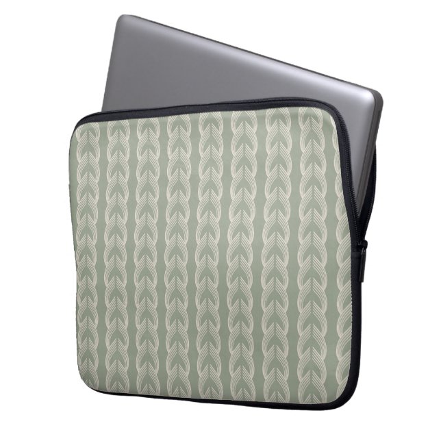 Salvia Grön Art Deco Valvbåge Lyxig Mönster Laptop Fodral (Framsidan Vänster)
