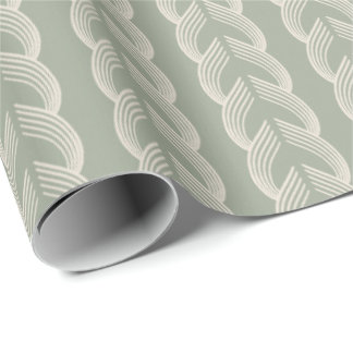 Salvia Grön Art Deco Valvbåge Lyxig Mönster Presentpapper