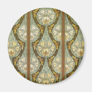 Salvia Grön Art Nouveau Lilje Insekt Mönster Magnet