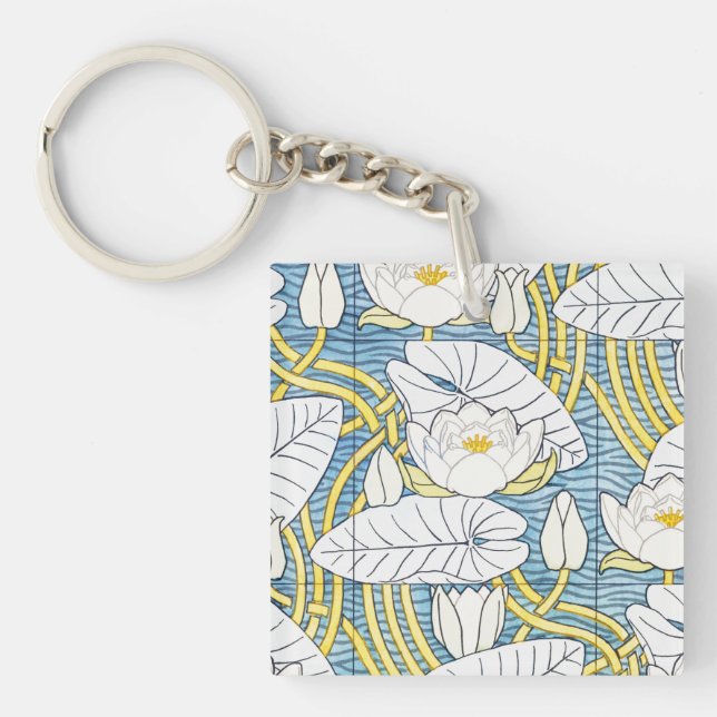 Salvia Grön Art Nouveau Näckrosmönster (Framsidan)