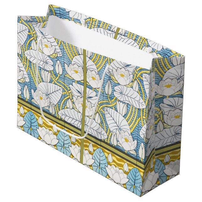 Salvia Grön Art Nouveau Näckrosmönster (Framsidan Vinklad)