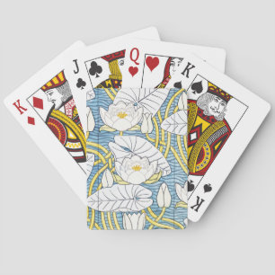Salvia Grön Art Nouveau Näckrosmönster Casinokort