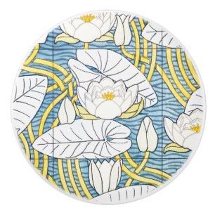 Salvia Grön Art Nouveau Näckrosmönster Knopp