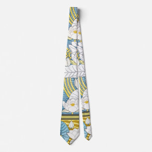 Salvia Grön Art Nouveau Näckrosmönster Slips