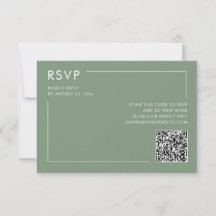 Salvia Grön Foto QR-kod Bröllop RSVP Inkludering