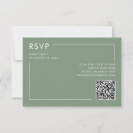 Salvia Grön Foto QR-kod Bröllop RSVP Inkludering Kort