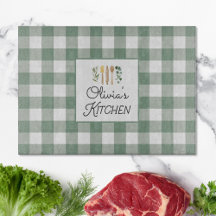 Salvia Grön Gingham Mönster Bondgård Stugestil