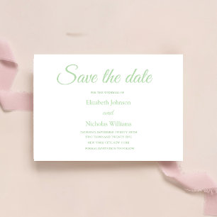 salvia grön klassisk minimal bröllopsinbjudan spara datumet
