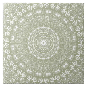 Salvia Grön Mandala Mönster Kakelplatta