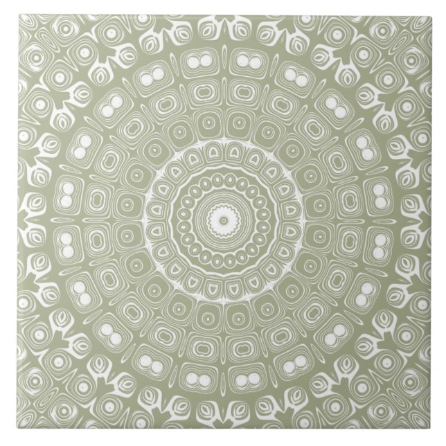 Salvia Grön Mandala Mönster Kakelplatta (Framsidan)