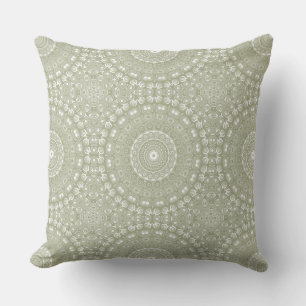 Salvia Grön Mandala Mönster Kudde