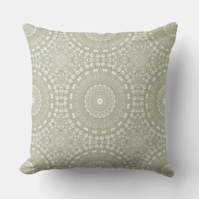 Salvia Grön Mandala Mönster Kudde (Framsida)