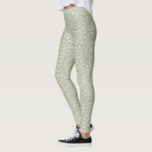 Salvia Grön Mandala Mönster Leggings