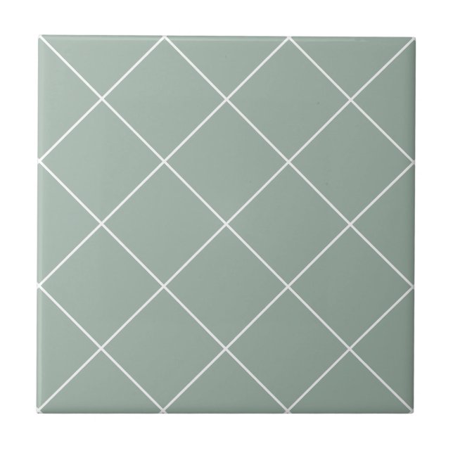 Salvia Grön Modern Enkel Geometrisk Rutnät Kakelplatta (Framsidan)