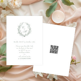 Salvia Grön Monogram Botanisk Krans QR-kod Tilläggskort