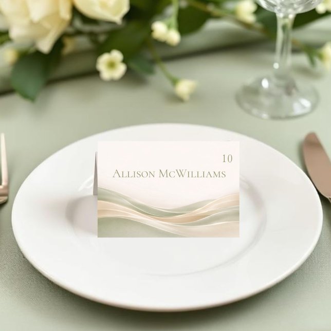 Salvia Grön och Elfenbens Vit Bröllopsplatskort Bordsnummer (Sage Green and Ivory Modern Wedding )