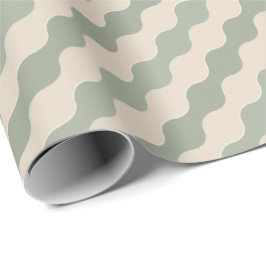 Salvia Grön och Kräm Flytande Våg Lyxig Geometrisk Presentpapper