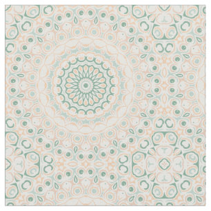 Salvia Grön och Persika Mandala Mönster Tyg