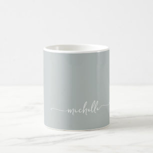 Salvia Grön Stilren Monogram Signatur Skrift Kaffemugg