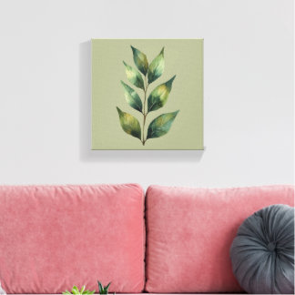 Salvia Gröna Botaniska Blad Canvas