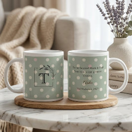 Salvia Gröna Prickar Monogram Föräldrarna Gåva Jumbo Mugg