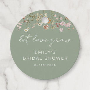 Salvia Gröna Vildblomma Bröllopsdusch Låt Kärleken Gåvor Etiketter