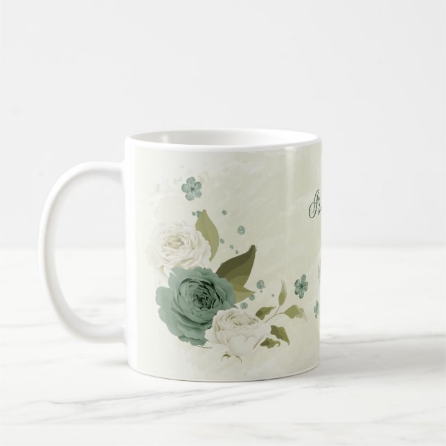 salvia gröna vita blommor kaffemugg (Vänster)