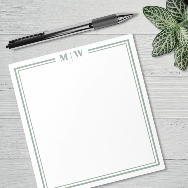Salvia Grönt Monogram Anteckningsblock (Sage Green Monogram Notepad)