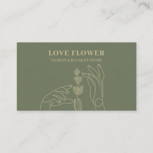 Salvia Guld Florist Botanisk Händer Håller Visitkort