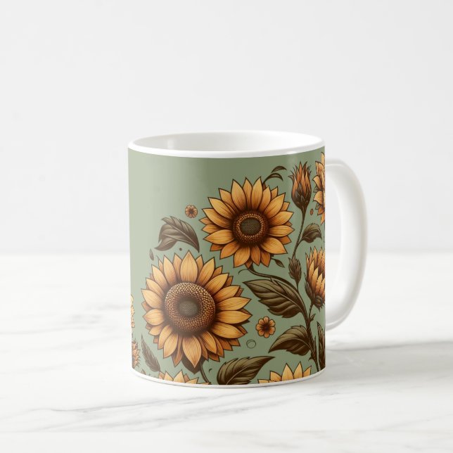 Salvia och Solrosor Kaffemugg (Framsida höger)