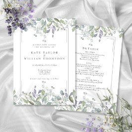 Salvia Och Syren Blommig Allt-i-ett Bröllop Inbjudningar