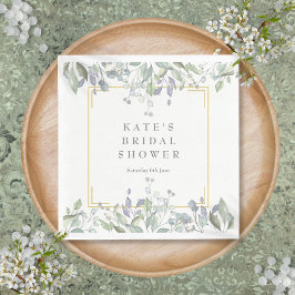 Salvia och Syren Vattenfärg Blommig Bröllopsfest Pappersservett