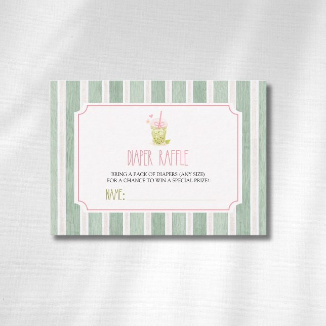 Salvia Randig Matcha Bubble Tea Blöja Lotteri Tilläggskort (Skapare uppladdad)