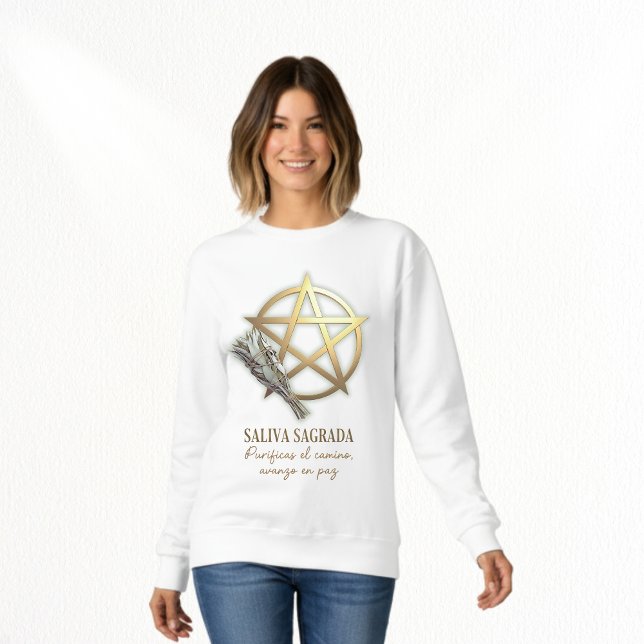 Salvia sagrada Pentáculo dorado T Shirt (Bonita sudadera pagana, pentagrama y salvia como elementos de ritual magia blanca)