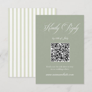 Salvia & Vitrandig Klassisk Bröllops QR-kod OSA Kort