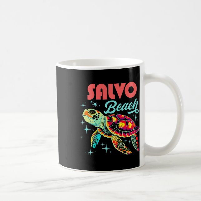Salvo Beach NC Artistic Sea Turtle Retro Kaffemugg (Höger)