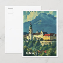 Salzburg Austria Artistic Travel Illustration