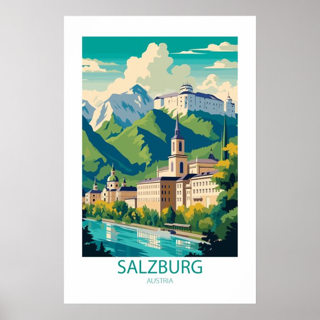 Salzburg Austria Berömd Travel Ställe Poster (Framsidan)