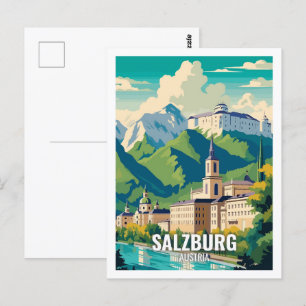 Salzburg Austria Berömd Travel Ställe Vykort